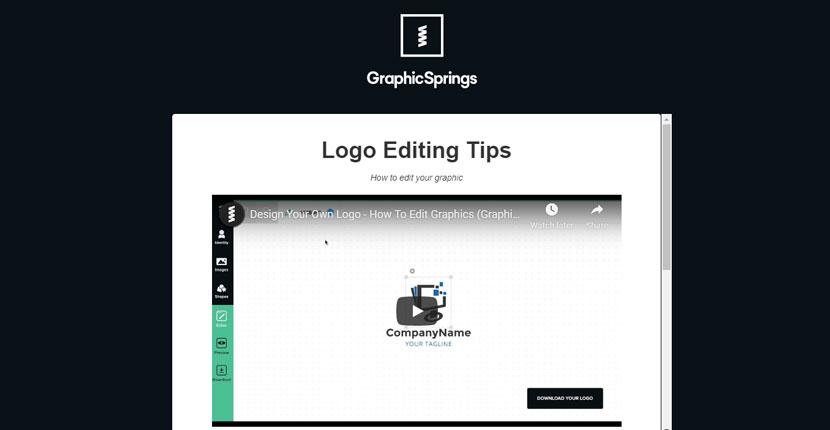 GraphicSprings screenshot - Logo Editing Tips