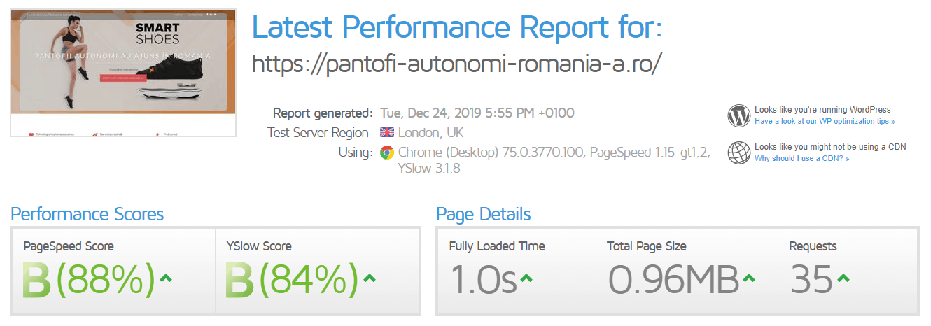 Performanță găzduire web Romarg