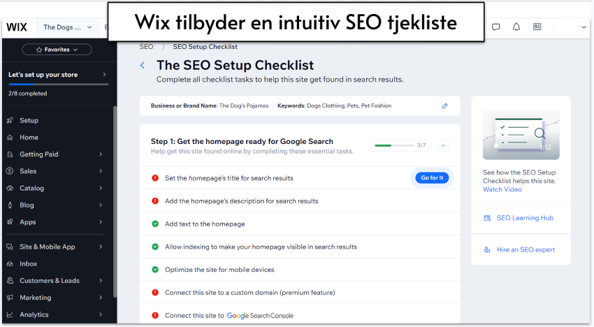 Wix SEO setup checklist