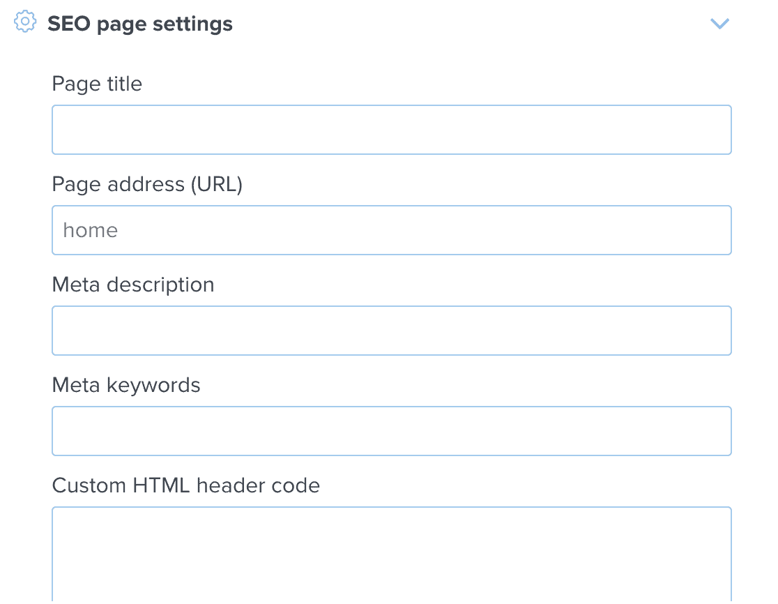 SEO optimization fields - Webnode