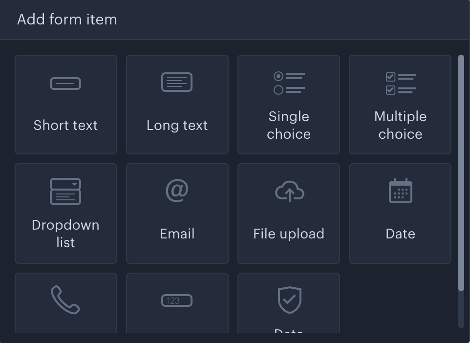 Custom form field options - Webnode