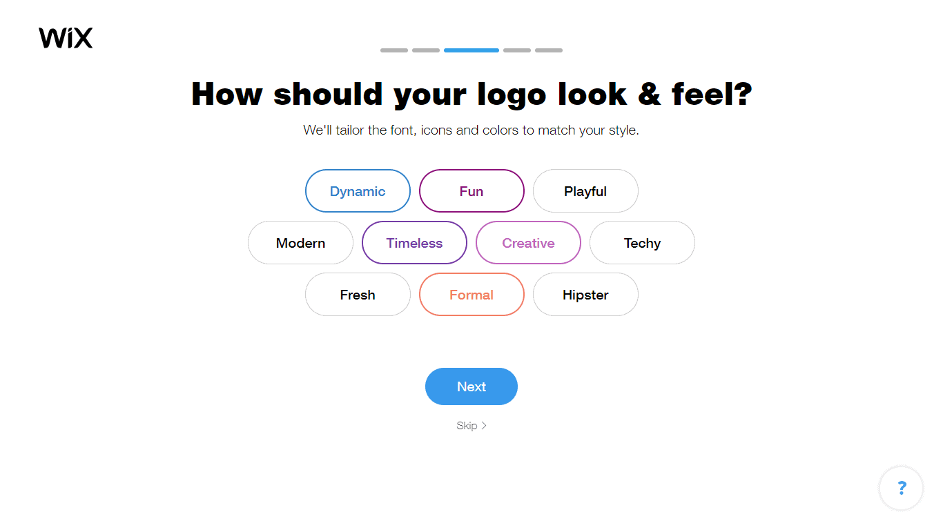 Wix Logo Maker screenshot - look & feel