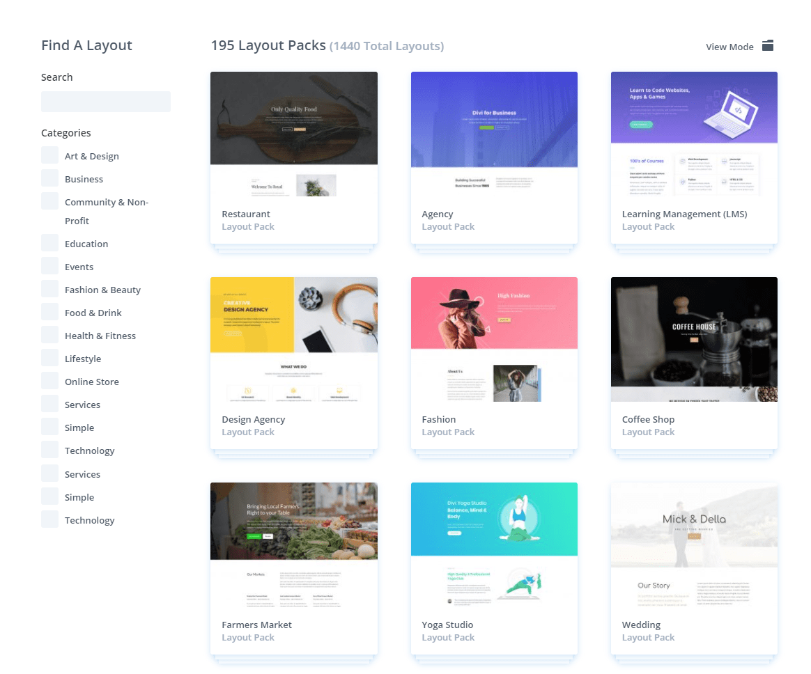 Divi's layout packs