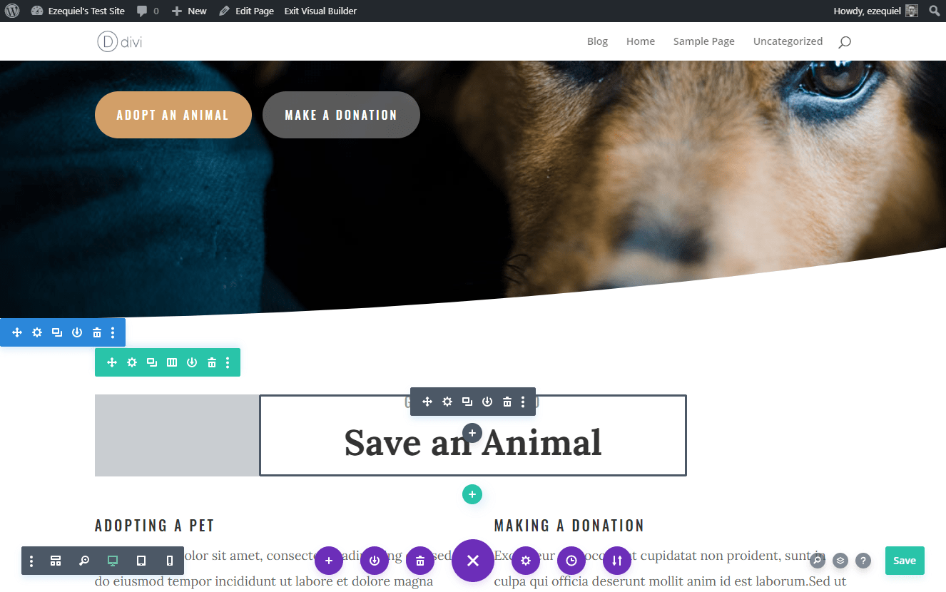 the Divi site editor