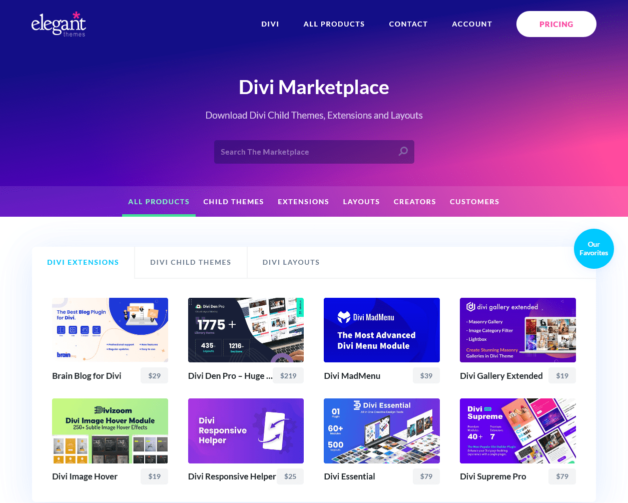 The Divi marketplace