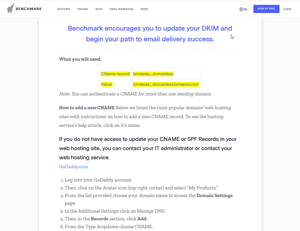 Benchmark Email's DKIM authentication guide