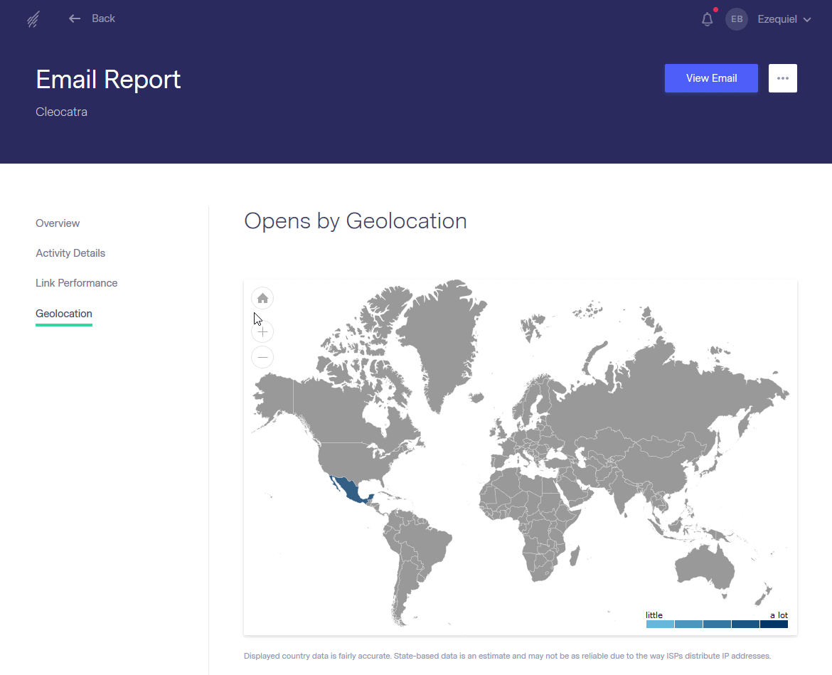 Benchmark Email's geolocation stats