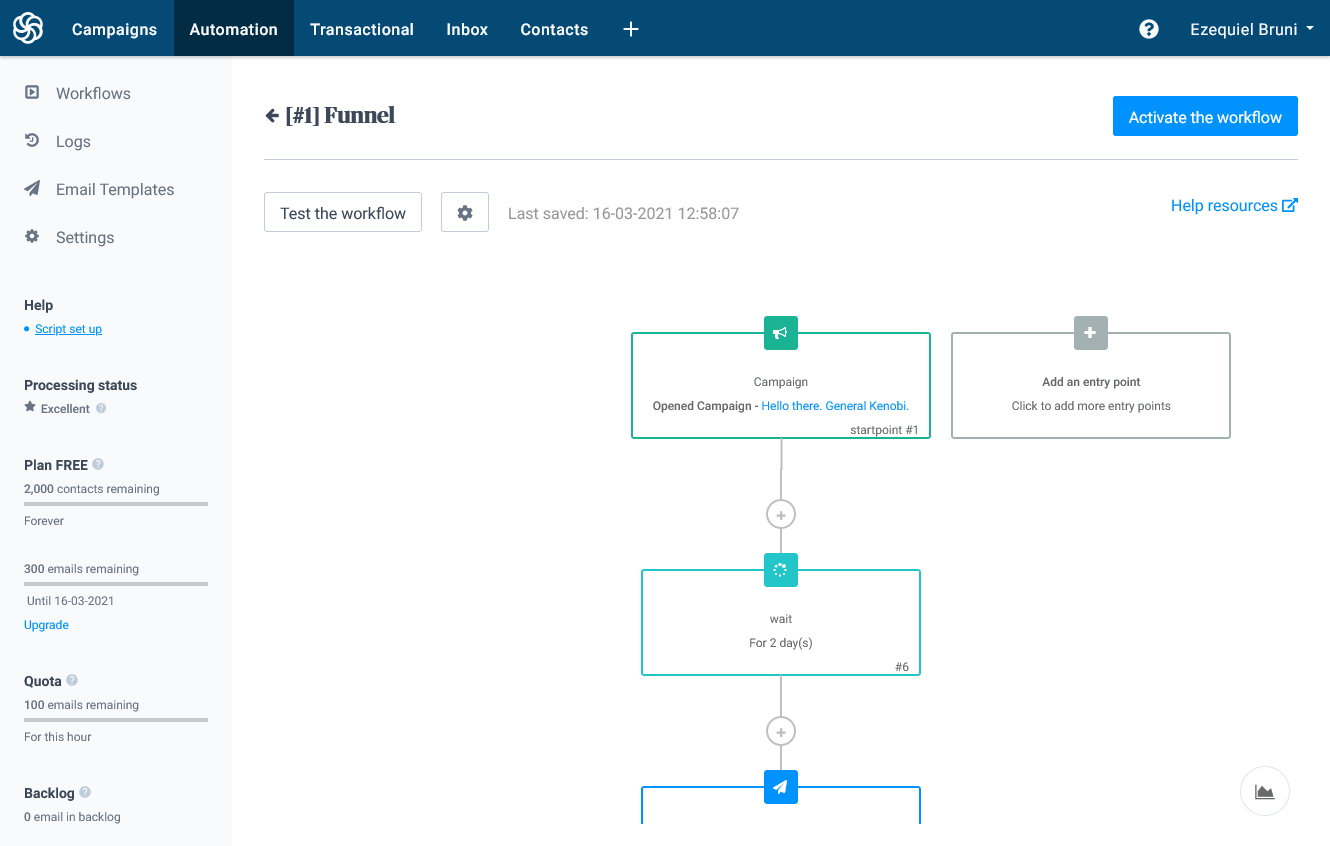 the automation screen