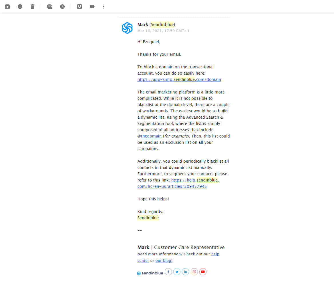 my first email to support