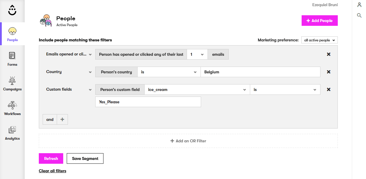 Drip's filter interface