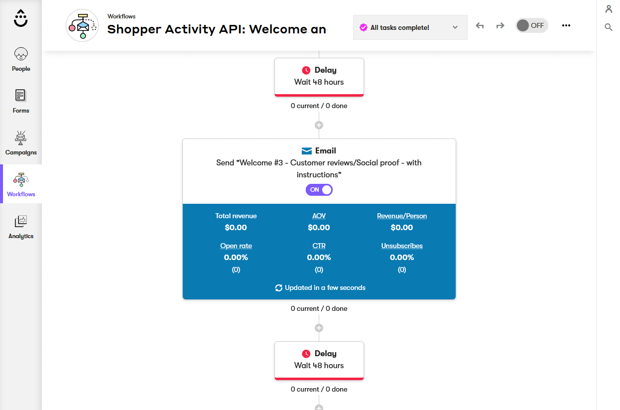 Drip's automation / workflow editor