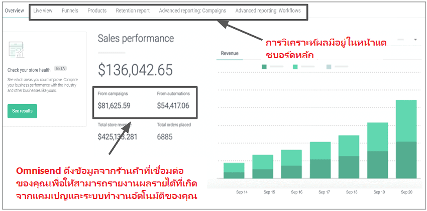 Omnisend analytics dashboard