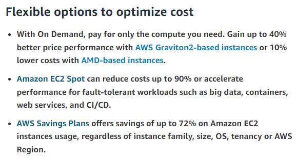 Description of AWS EC2 pricing structures