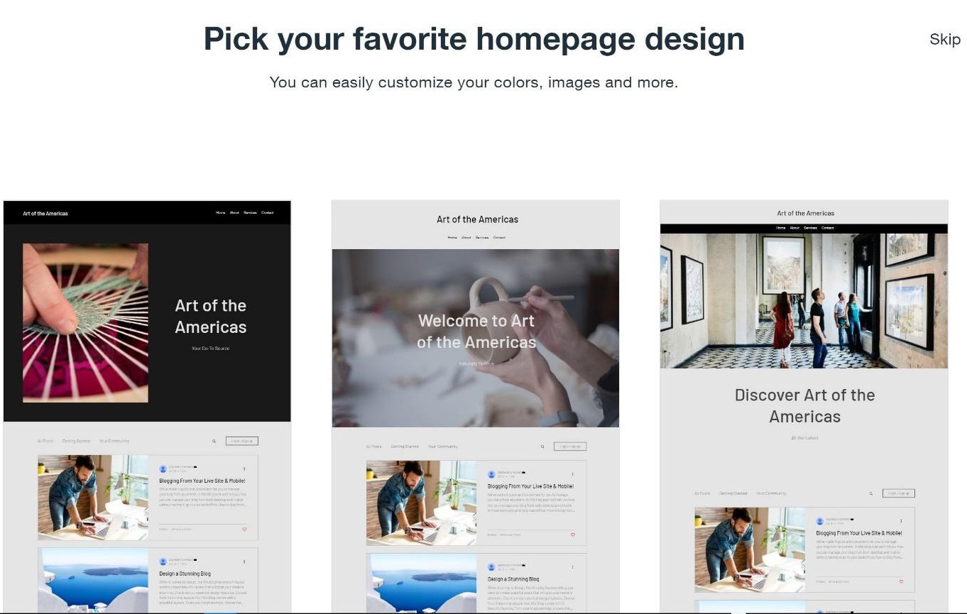 Wix ADI homepage designs