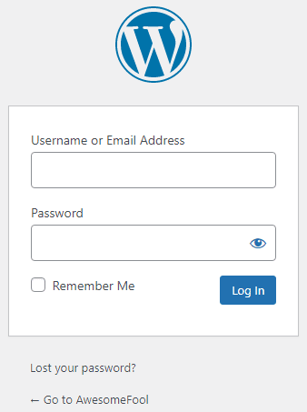 WordPress admin login page