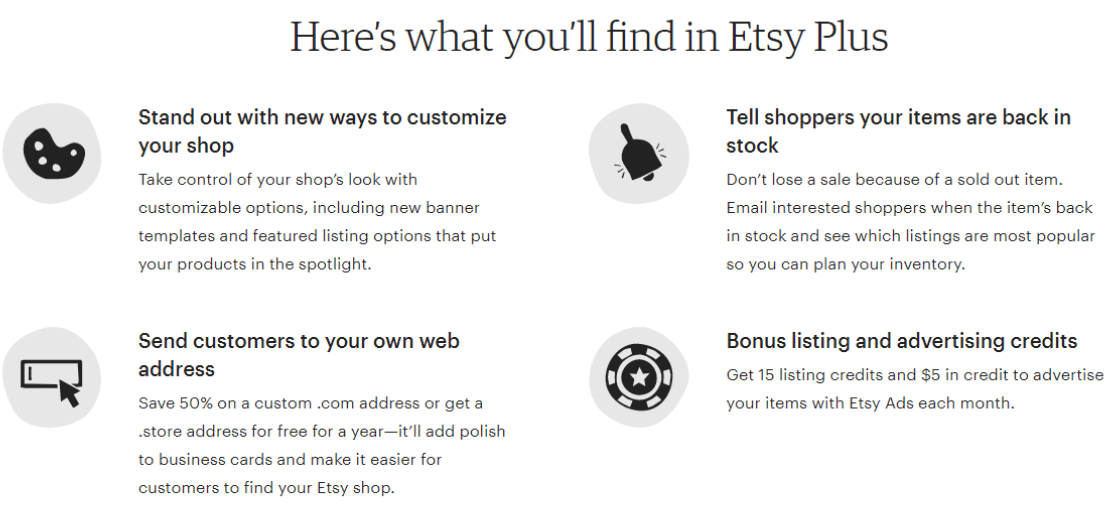 תכונות Etsy פלוס