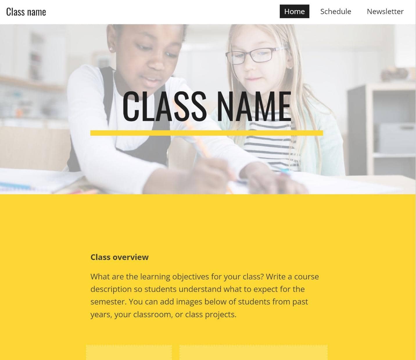 Google Sites Class template