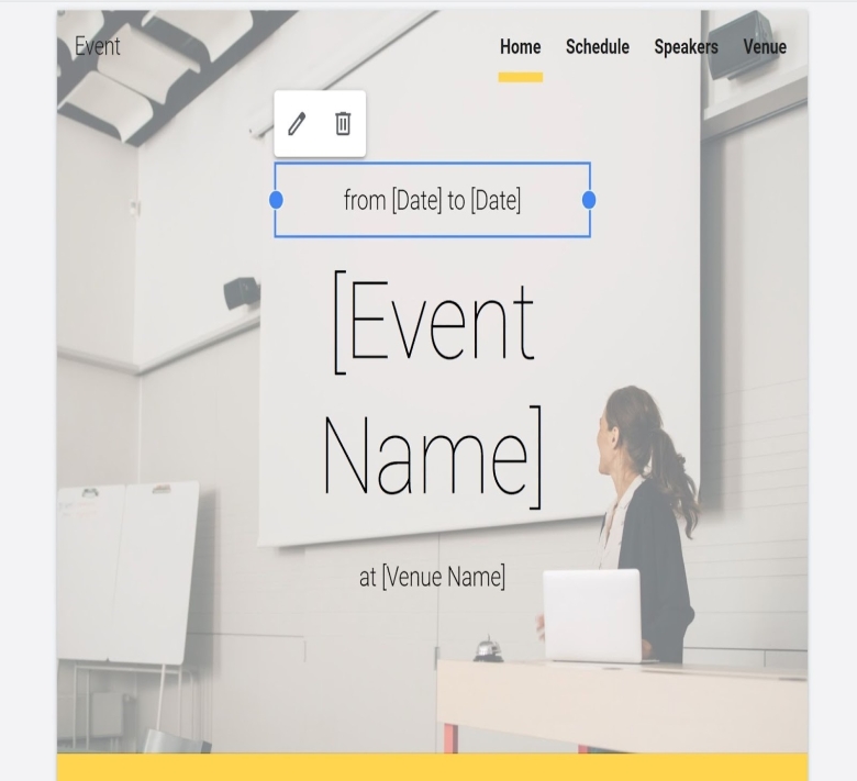 Google Sites Event template.