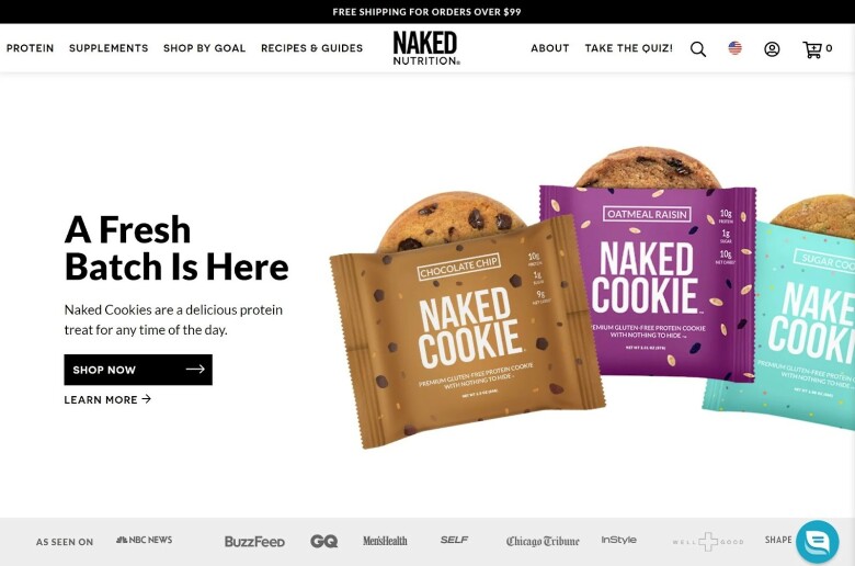 Naked Nutrition Shopify store homepage