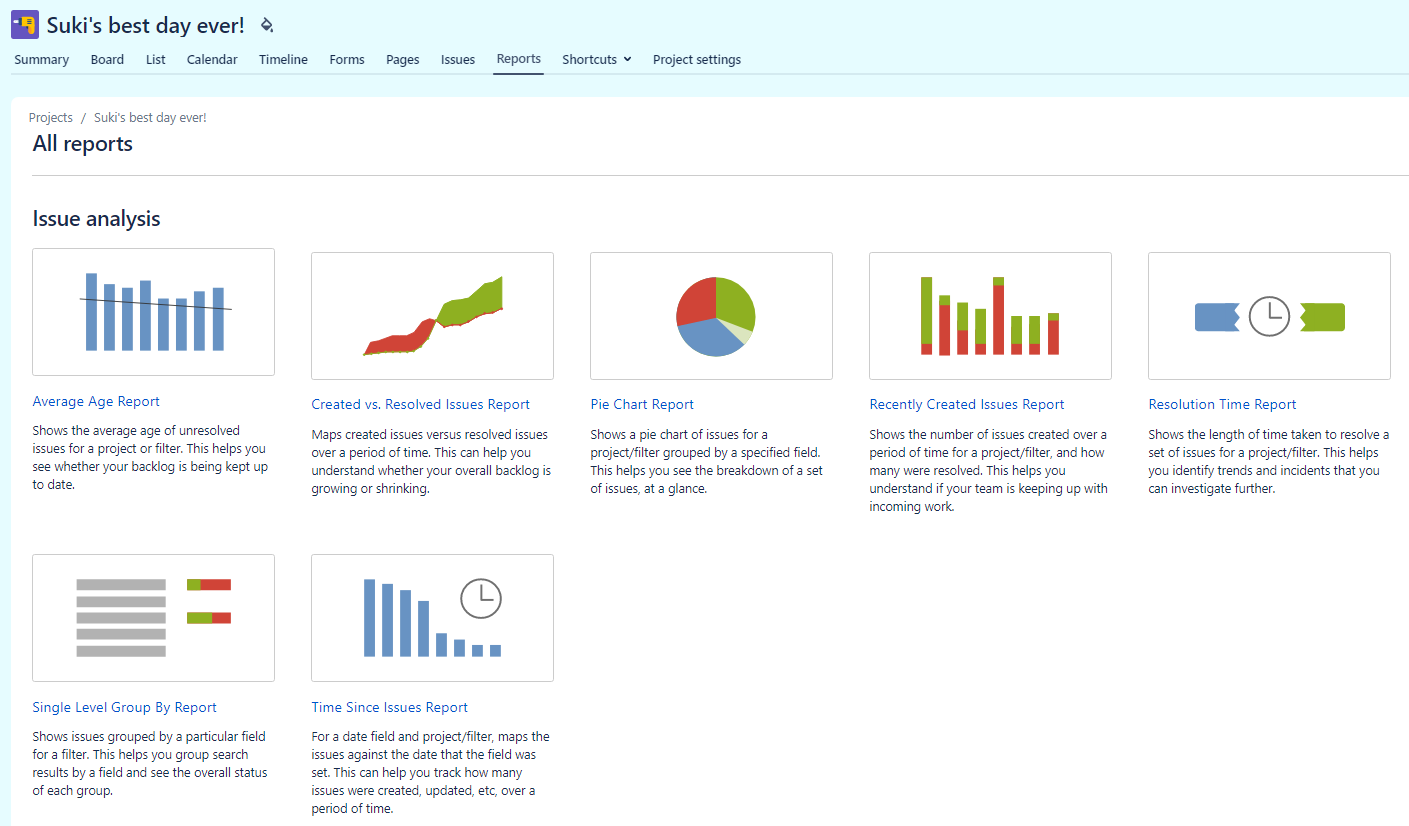 Jira's reporting tool