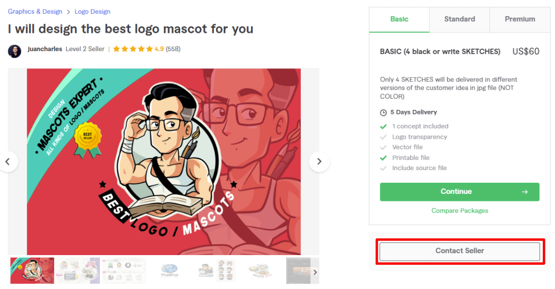 Fiverr profile - screenshot