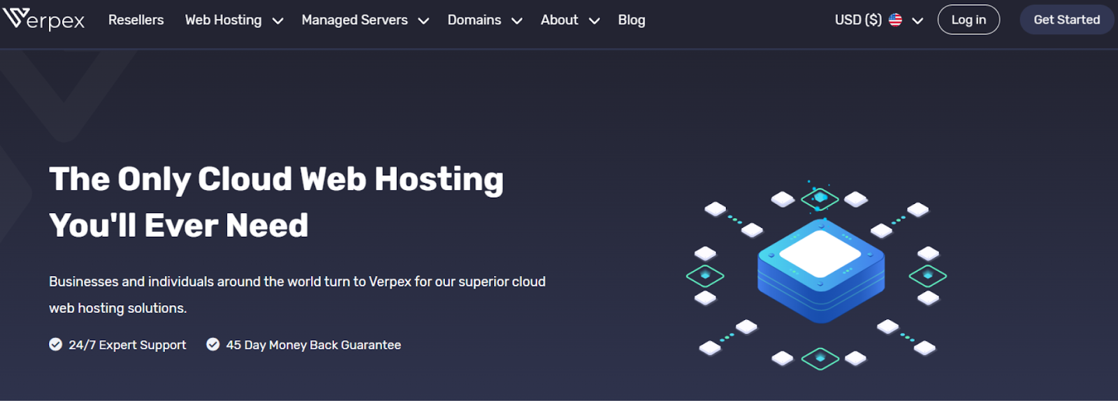 Verpex VPS hosting landing page