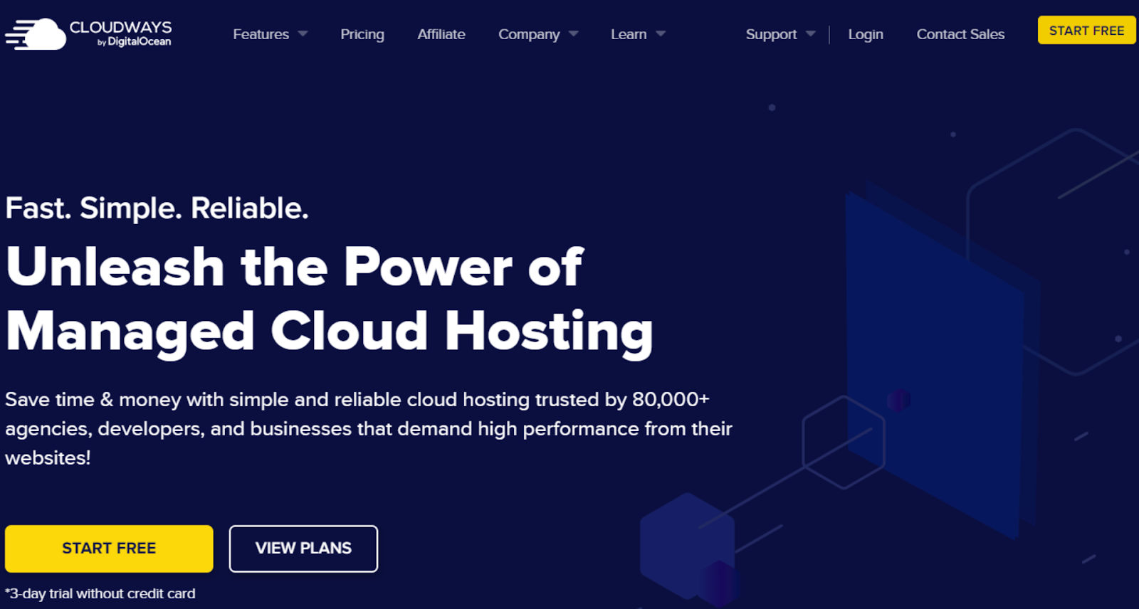 Cloudways VPS hosting landing page