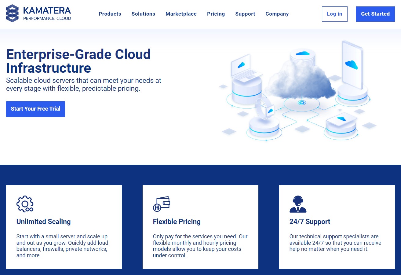 Kamatera landing page