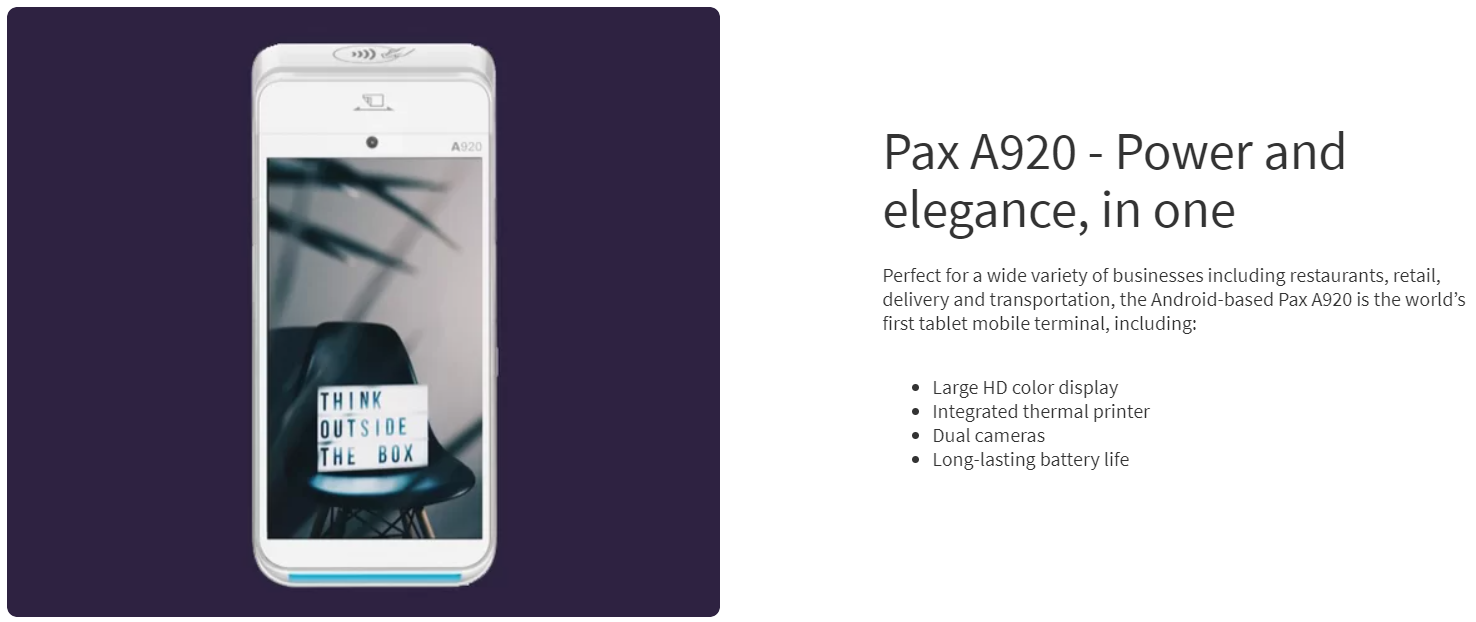 PaySafe's Pax A920