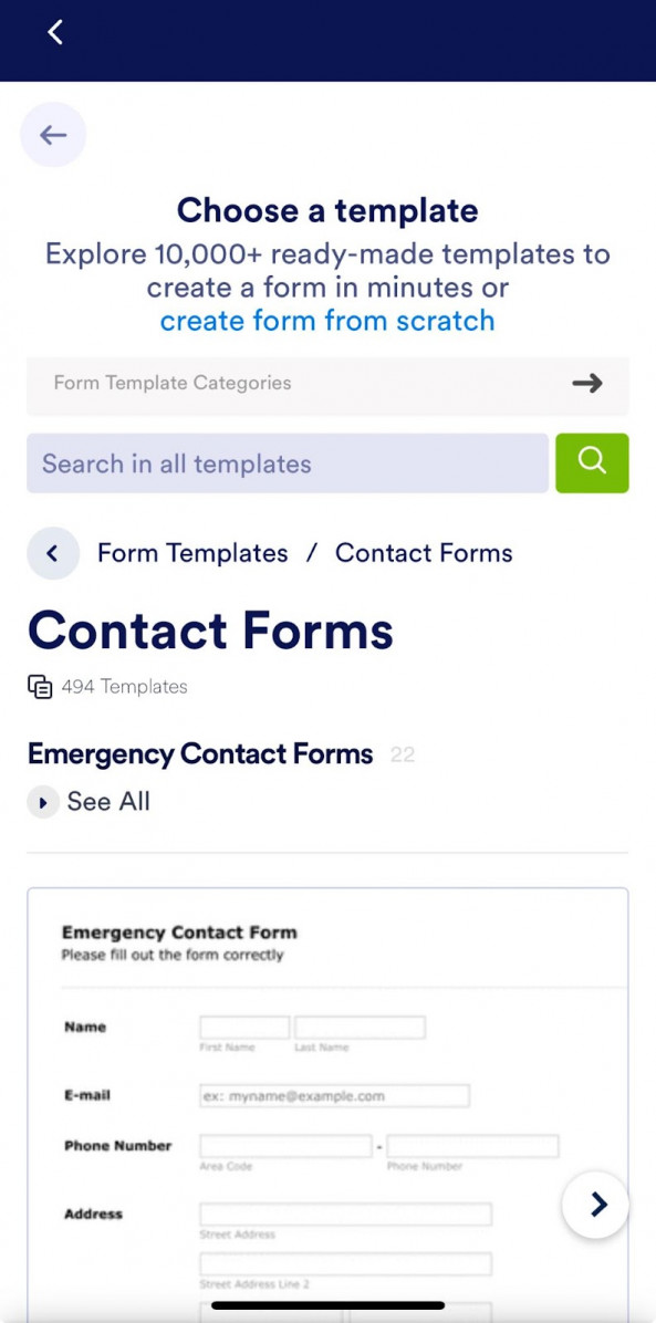 JotForm mobile app screenshot