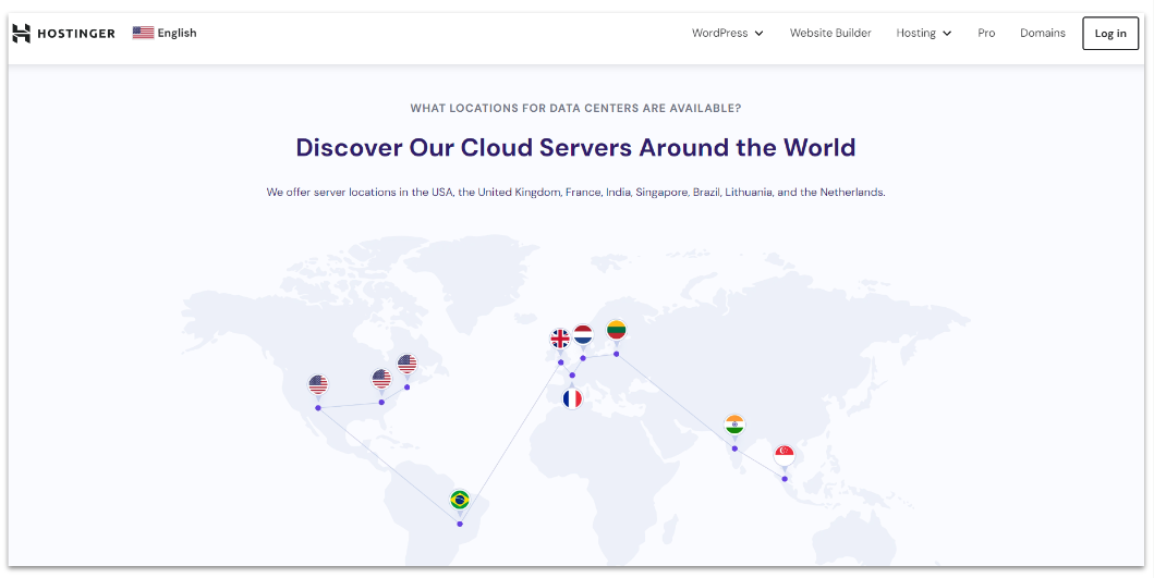 Hostinger's data center locations.