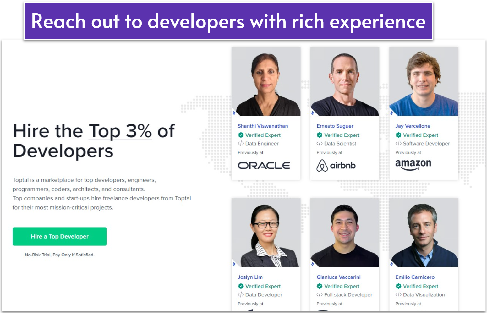 Showcase of Toptal verified experts