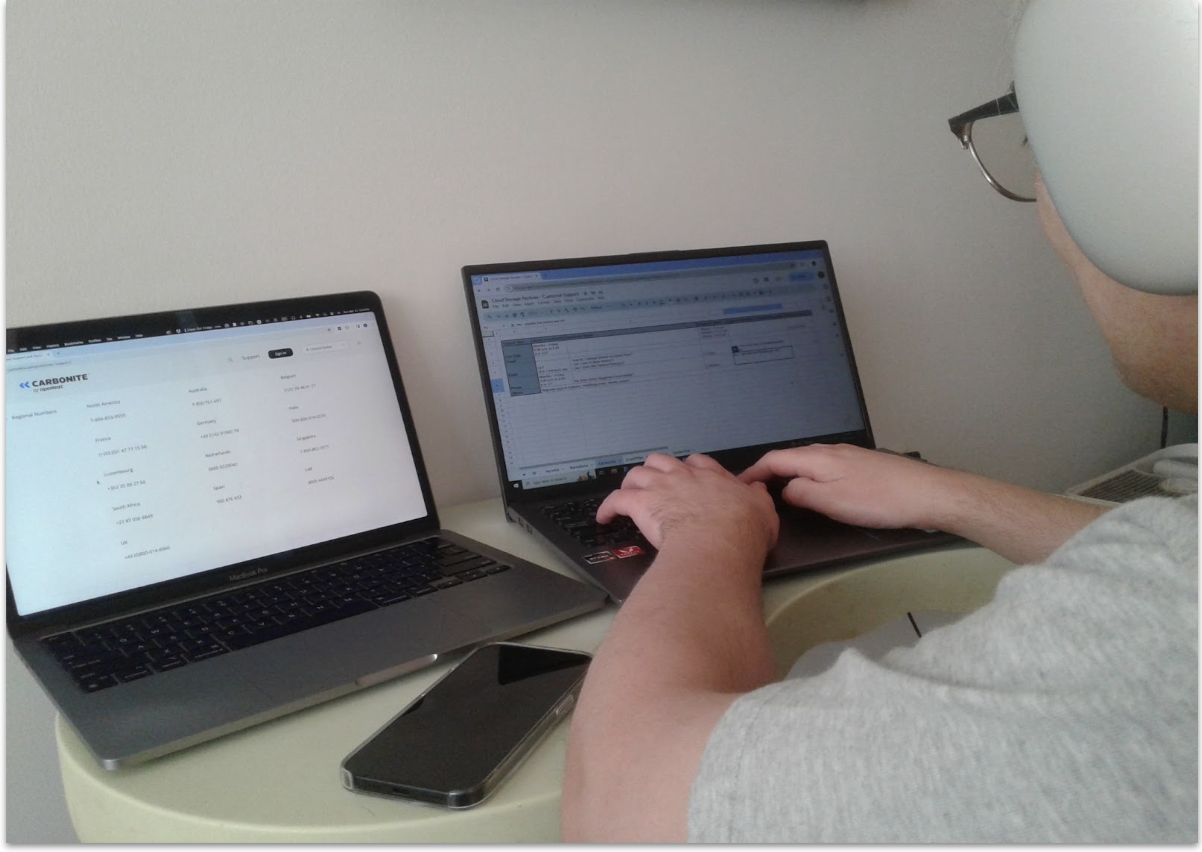 Person testing a Cloud Storage service