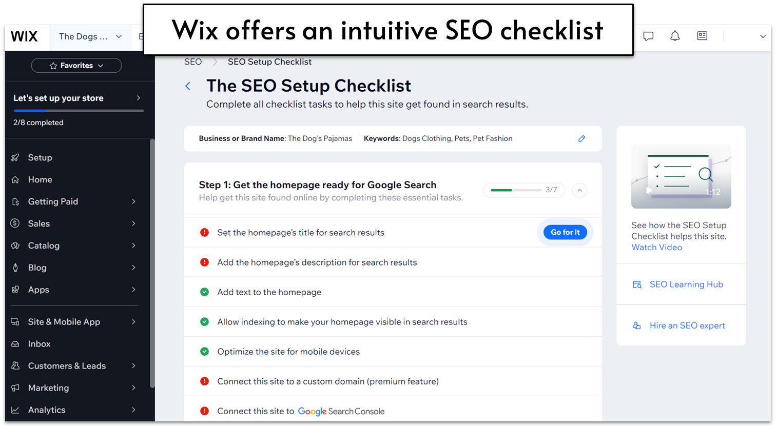 Wix SEO setup checklist