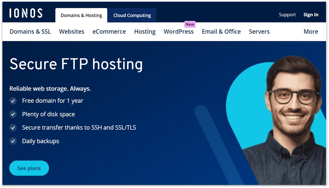 IONOS FTP hosting features