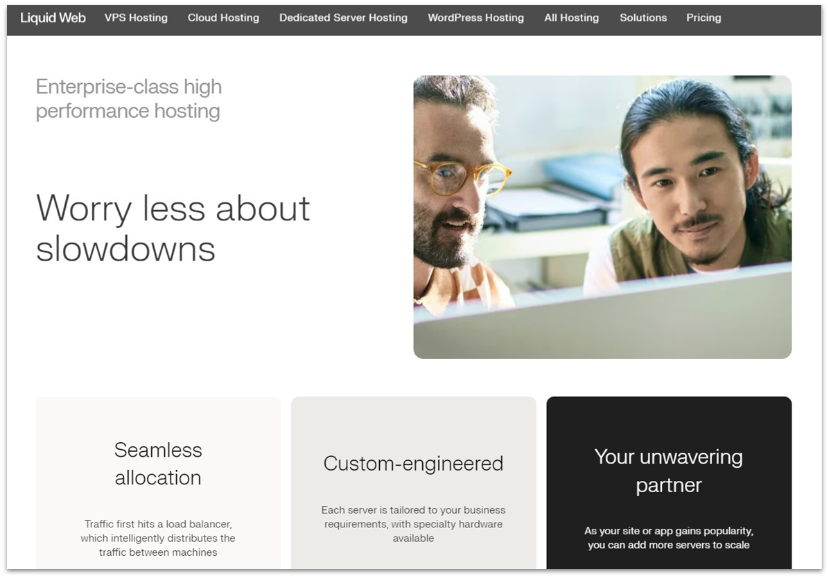 Liquid Web enterprise hosting solution page