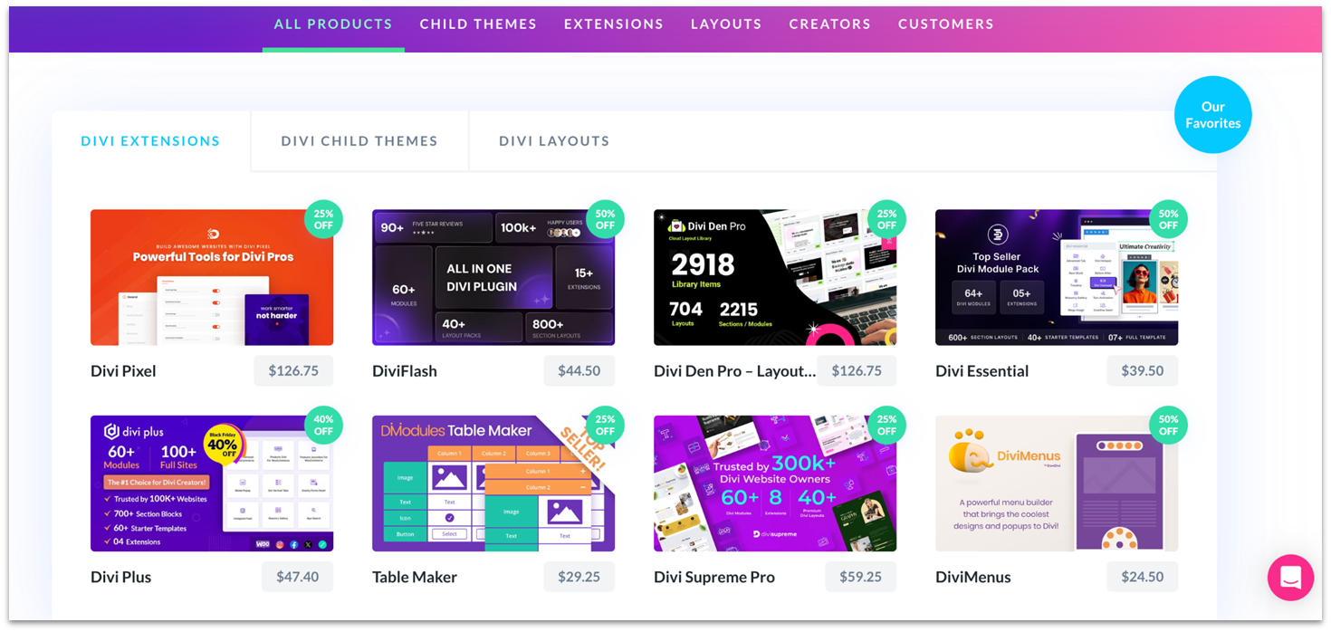 Divi's marketplace