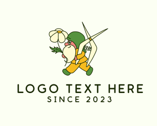 Gnome Flower Gardener logo design