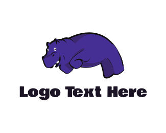 Purple Hippopotamus  Cartoon logo design