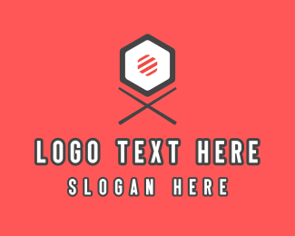 Sushi Chopsticks Hexagon logo design