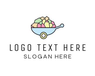 Colorful Stone Wheelbarrow  logo design