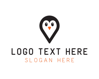 Penguin Location Pin logo design