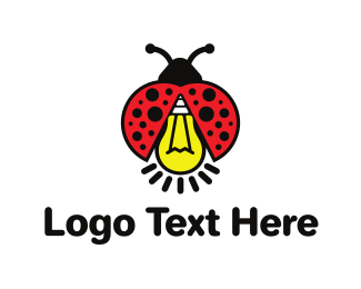 Ladybug Light Bulb logo design