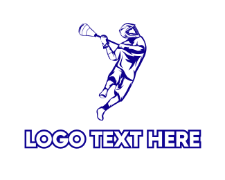 Blue Lacrosse Player logo design