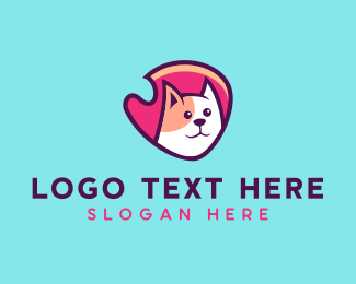 Happy Cute Pet Cat Badge logo design