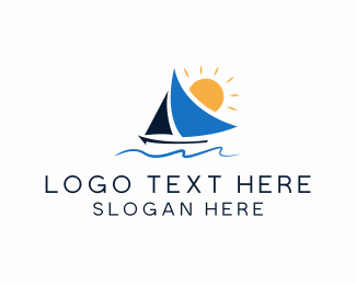 Sail Boat Sea logo design