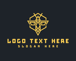 Bee Hornet Hexagon logo design