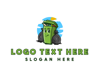 Cartoon Trash Bin Junk logo design