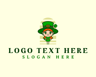 Irish Leprechaun Girl logo design