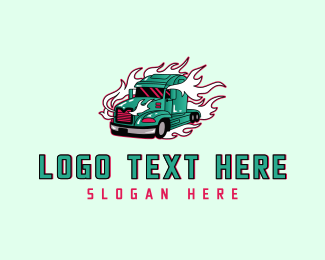 Flaming Freight Truck logo design